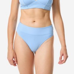 Dół kostiumu kąpielowego surfingowego damski Decathlon Nora Venice. Niebieskie bikini Decathlon, bez wzorów, eleganckie. Za 69.99 zł.