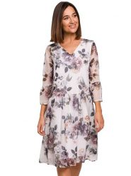 Stylove Sukienka w kolorze białym ze wzorem rozmiar: L. Białe sukienki Stylove, l, bez wzorów, bez kołnierzyka, bez ramiączek, midi. Za 244.95 zł.