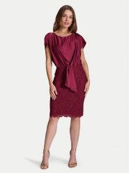 Swing Sukienka koktajlowa 5AI10900 Bordowy Regular Fit. Czerwone sukienki Swing, bez wzorów, z syntetyku, wizytowe, bez kołnierzyka, bez ramiączek. Za 399.99 zł.