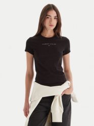 Tommy Jeans T-Shirt Bling Linear DW0DW21550 Czarny Slim Fit. Czarne t-shirty Tommy Jeans, xl, bez wzorów, z bawełny, bez kołnierzyka, bez ramiączek. Za 139.99 zł.