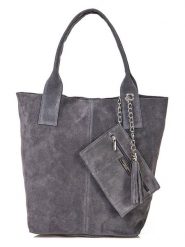 Florence Bags Skórzany shopper bag "Croas" w kolorze szarym - 33 x 40 x 15 cm rozmiar: onesize. Szare shopper bag Florence Bags, bez wzorów, z materiału, na ramię, bez dodatków. Za 189.74 zł.