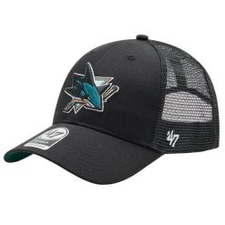Czapka z daszkiem dla dorosłych 47 NHL San Jose Sharks Branson Cap. Czarne czapki z daszkiem 47 Brand, bez wzorów, z bawełny, sportowe. Za 99.99 zł.