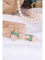 Pierres delicates Pozłacane kolczyki z kamieniami szlachetnymi rozmiar: onesize. Białe kolczyki Pierres delicates, z cyrkonią, pozłacane. Za 105.14 zł.