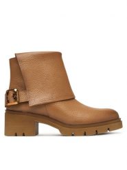 Hispanitas Botki HI265064 Brązowy. Brązowe botki Hispanitas, bez wzorów, ze skóry, bez obcasa, na słupku, bez zapięcia. Za 739.99 zł.