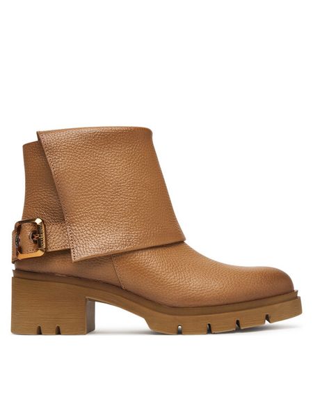 Hispanitas Botki HI265064 Brązowy. Brązowe botki Hispanitas, bez wzorów, ze skóry, bez obcasa, na słupku, bez zapięcia. Za 739.99 zł.