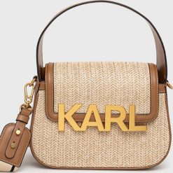 Karl Lagerfeld torebka kolor beżowy. Brązowe listonoszki KARL LAGERFELD, bez wzorów, bez dodatków. Za 1,499.90 zł.