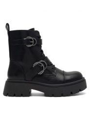 JENNY Botki GRIT WS5957-03 Czarny. Czarne botki Jenny, bez wzorów, z tworzywa sztucznego, bez obcasa, na płaskiej podeszwie, bez zapięcia. Za 99.99 zł.