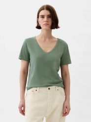 T-SHIRT DAMSKI KOSZULKA 1 BAWEŁNA GAP VINTAGE OLIWKOWY. Zielone t-shirty sportowe GAP, l, bez wzorów, z bawełny, bez ramiączek, na fitness i siłownię. Za 144.60 zł.