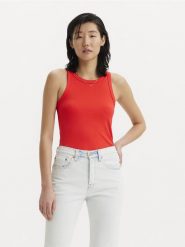 Levi's Top w kolorze czerwonym rozmiar: XL. Czerwone topy Levi's, s, bez wzorów, bez kołnierzyka, bez ramiączek. Za 66.47 zł.
