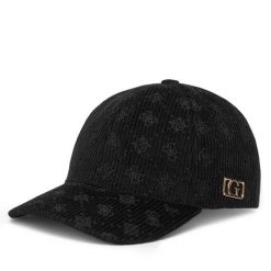 Czapka z daszkiem Guess. Czarne czapki z daszkiem Guess, z aplikacjami. Za 159.99 zł.