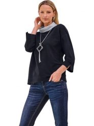 Heine Sweter w kolorze granatowym rozmiar: 34. Niebieskie swetry Heine, bez wzorów, bez ramiączek. Za 56.99 zł.