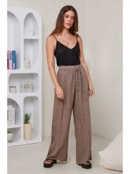 Le Monde du Lin Lniane spodnie w kolorze szarobrązowym rozmiar: 36/38. Brązowe spodnie materiałowe Le Monde du Lin, bez wzorów, ze lnu. Za 173.99 zł.
