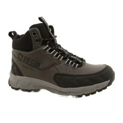 Trekkingi sportowe Szaro-czarne Big Star szare. Szare buty trekkingowe z gumy, bez zapięcia. Za 95.47 zł.