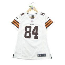 Koszulka NFL Cleveland Browns dla kobiet. Białe t-shirty sportowe Nike, l, bez wzorów, bez ramiączek, do piłki nożnej. Za 170.36 zł.