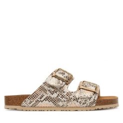 Klapki Tamaris. Brązowe klapki Tamaris, bez wzorów, bez obcasa, bez zapięcia. Za 269.99 zł.