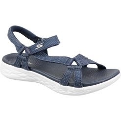 Sandały damskie, On the GO 600 - Brilliancy. Niebieskie sandały Skechers, bez wzorów, bez obcasa, bez zapięcia. Za 239.99 zł.