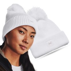 Czapka zimowa damska UNDER ARMOUR 1373098 z pomponem. Białe czapki zimowe Under Armour, bez wzorów, sportowe. Za 95.99 zł.