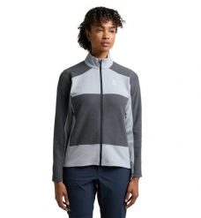 HAGLOFS Bluza damska BUTEO MID JACKET WOMEN concrete/magnetite-S. Szare bluzy bez kaptura Haglöfs, m, bez wzorów, z materiału, bez kaptura, trekkingowe. Za 189.95 zł.