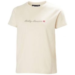 Koszulka damska Helly Hansen Core Graphic 2.0. Białe t-shirty sportowe Helly Hansen, bez wzorów, z bawełny, bez ramiączek. Za 99.99 zł.