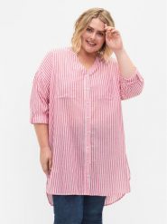 Zizzi Sukienka koszulowa CA02353B Czerwony Loose Fit. Czerwone sukienki Zizzi, m, bez wzorów, z bawełny, bez kołnierzyka, bez ramiączek, koszulowe. Za 59.99 zł.