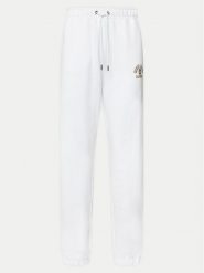 Guess Spodnie dresowe W5RB63 K68I4 Biały Regular Fit. Białe spodnie dresowe Guess, z aplikacjami, z bawełny. Za 229.99 zł.