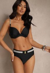 Czarne Bikini Majtki Figi i Biustonosz z Cyrkoniami Tenumela. Czarne bikini Renee, bez wzorów. W wyprzedaży za 67.99 zł.