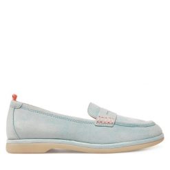 Mokasyny Tamaris. Niebieskie mokasyny Tamaris, bez wzorów. Za 229.99 zł.