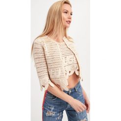 Kardigan BLUGIRL BLUMARINE. Brązowe swetry Blugirl Blumarine, m, w ażurowe wzory, bez ramiączek. W wyprzedaży za 643.30 zł.