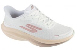 Buty do biegania damskie, Slip-Ins: SKX Aero Pulse. Białe buty treningowe Skechers, bez wzorów, z materiału, przed kostkę, bez zapięcia, do biegania. Za 399.99 zł.