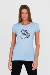 GUESS Niebieski damski t-shirt bawełniany z printem i cyrkoniami, Rozmiar XS. Niebieskie t-shirty Guess, s, z aplikacjami, z bawełny, bez kołnierzyka, bez ramiączek. W wyprzedaży za 207.99 zł.