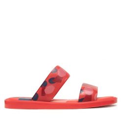 Klapki Melissa. Czerwone klapki Melissa, bez wzorów, bez obcasa, bez zapięcia. Za 219.99 zł.