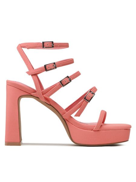 DeeZee Sandały Y558-6 Koralowy. Pomarańczowe sandały DeeZee, bez wzorów, ze skóry, bez obcasa, na słupku, bez zapięcia. Za 139.99 zł.