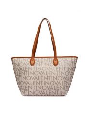Valentino Torebka Logo VBSA1F02 Beżowy. Brązowe shopper bag Valentino, bez wzorów, ze skóry, bez dodatków. Za 649.99 zł.