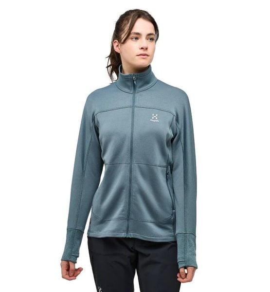 HAGLOFS Bluza damska Betula Jacket Women steel blue-S. Niebieskie bluzy bez kaptura Haglöfs, m, bez wzorów, z dzianiny, bez kaptura, narciarskie. Za 283.39 zł.