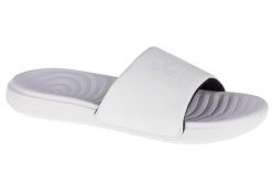 Klapki damskie Under Armour Ansa Fixed Slides. Białe klapki Under Armour, bez wzorów, z materiału, bez obcasa, bez zapięcia. Za 89.99 zł.