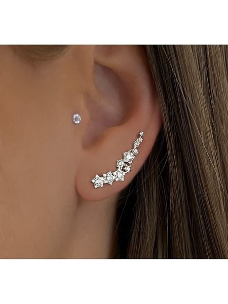 Eclat d'Argent Srebrne kolczyki-wkrętki z cyrkoniami rozmiar: onesize. Szare kolczyki Eclat d'Argent, z cyrkonią, srebrne. Za 86.99 zł.