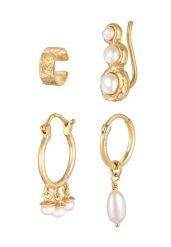 Elli Damska nausznica kreole Climber Set Elegant z perły hodowlana słodkowodna z srebro próby 925 Sterling Silver Kolczyki 1 ct Damski. Szare kolczyki Elli, z perłą, pozłacane. Za 333.99 zł.