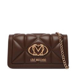 Torebka LOVE MOSCHINO. Brązowe kopertówki Love Moschino, bez wzorów, wizytowe, bez dodatków. Za 699.99 zł.
