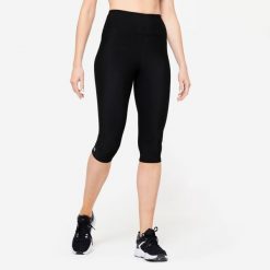 Second Life - Legginsy sportowe damskie Domyos krótkie - Stan Doskonały. Czarne legginsy DOMYOS, bez wzorów, z materiału, sportowe, krótkie. Za 30.99 zł.