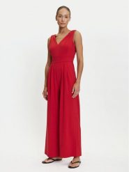 Tatuum Kombinezon Fang T2504.075 Czerwony Wide Leg. Czerwone sukienki Tatuum, bez wzorów, z syntetyku, bez kołnierzyka, bez ramiączek. Za 329.99 zł.