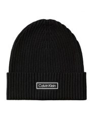 Calvin Klein Czapka Patch Chunky Rib Cotton Beanie LV04D8053G Czarny. Czarne czapki zimowe Calvin Klein, bez wzorów, z bawełny. Za 169.99 zł.