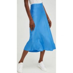 Answear Lab spódnica midi prosta. Niebieskie spódnice Answear Lab, na co dzień, m, bez wzorów, z satyny, midi, proste. Za 169.99 zł.