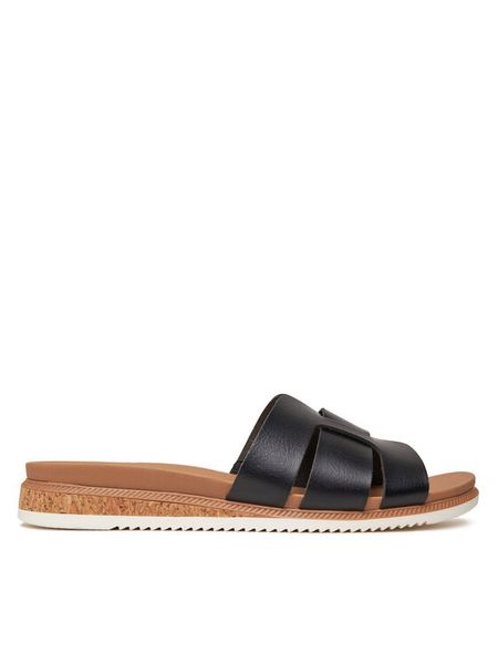 Skechers Klapki BOBS Desert Kiss Low-Peak Look 114707/BLK Czarny. Czarne klapki Skechers, bez wzorów, ze skóry, bez obcasa, bez zapięcia. Za 159.99 zł.