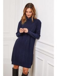 Joséfine Sukienka dzianinowa "Felicidad" w kolorze granatowym rozmiar: M. Niebieskie sukienki Joséfine, na co dzień, m, bez wzorów, z dzianiny, bez kołnierzyka, bez ramiączek, midi, proste. Za 195.99 zł.