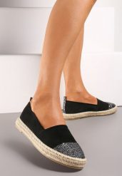 Czarne Espadryle Aglateia. Czarne espadryle Renee, bez wzorów, z okrągłym noskiem, bez obcasa. W wyprzedaży za 47.99 zł.