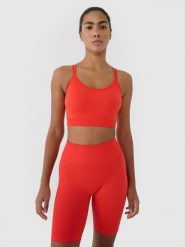 4F Biustonosz treningowy z niskim wsparciem - czerwony M/L. Czerwone biustonosze sportowe 4f, bez wzorów, z dzianiny, na fitness i siłownię. W wyprzedaży za 79.99 zł.