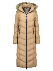 Geographical Norway Płaszcz zimowy "Capucine" w kolorze beżowym rozmiar: XXL. Brązowe płaszcze Geographical Norway, na zimę, xxl, bez wzorów, z puchu, bez kaptura. Za 337.41 zł.