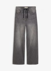 Luźne jeansy, high waist. Niebieskie jeansy bonprix, bez wzorów, z jeansu, z podwyższonym stanem. Za 124.99 zł.