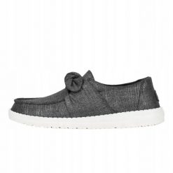 HEYDUDE Damskie Mokasyny Wendy Bow Shimmer. Szare mokasyny Hey dude, bez wzorów, z materiału. Za 219.00 zł.