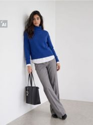 Sweter z golfem - niebieski. Niebieskie swetry Sinsay, l, bez wzorów, bez ramiączek. Za 49.99 zł.